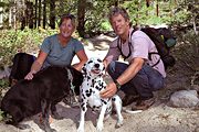 Marilyn, Rick, Puck, and Cosmo, Big Pine Lakes Trail, near Big Pine, CA (2002/06/08)