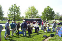 The telescopes draw an early morning crowd.