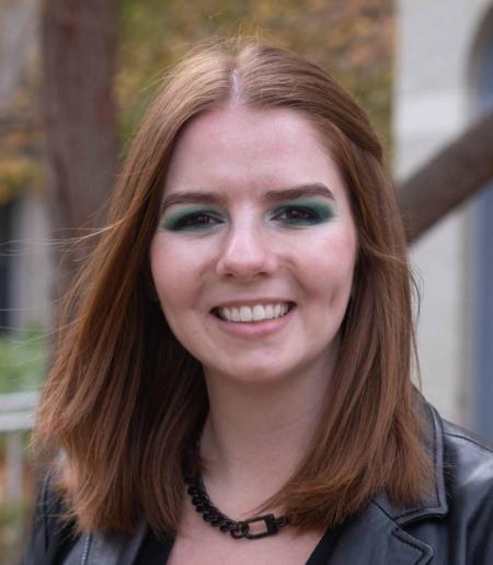 woman with long reddish hair