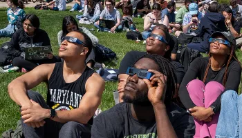 Thousands of UMD Community Members Join Solar Eclipse Viewing Party