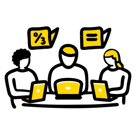 People graphic at computers