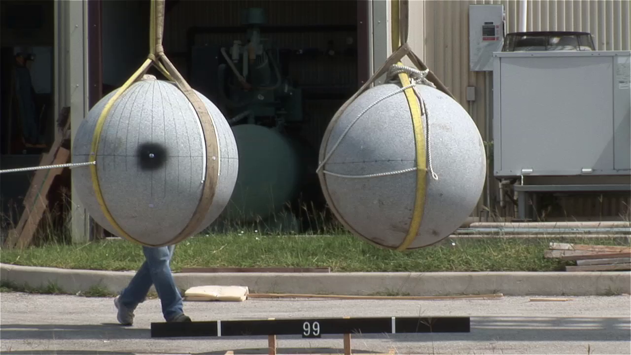 granite spheres colliding