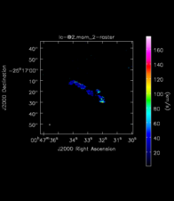 Thioformaldehyde Moment 2 map of Source NGC253