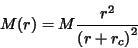 \begin{displaymath}
\rho = { M \over {2\pi}} {r_c \over r} { 1 \over {(r+r_c)}^3}
\end{displaymath}
