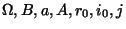 $\Omega,M_b,{a\over c},M_s,M_h,r_s,r_h$